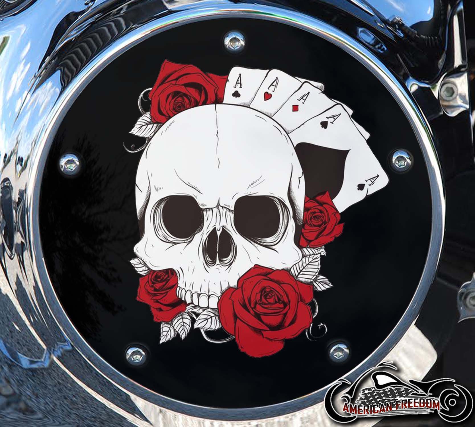 Custom Derby Cover - Aces Skull Roses